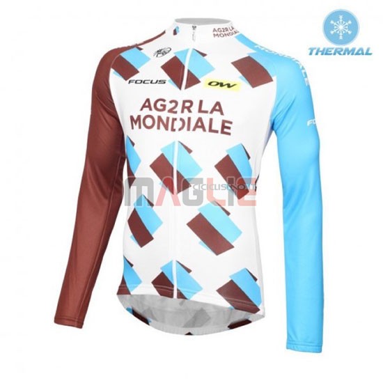 Maglia Ag2rla manica lunga 2016 bianco e marrone